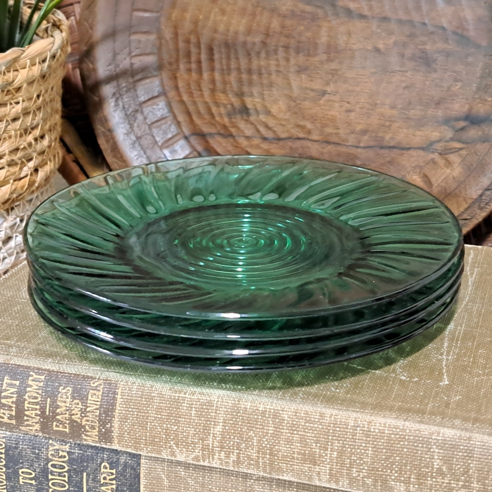 Vintage Jeanette Swirl Ultramarine Depression Glass Salad Bread Plate (4) 6.25"